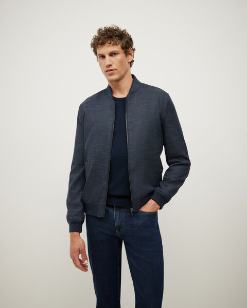 Two-Tone Twill Bomber, Navy, hi-res